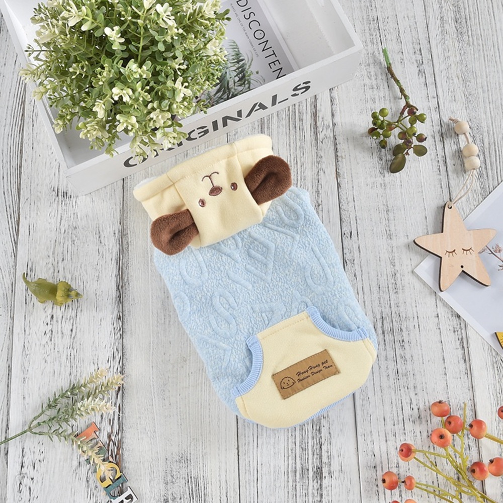 Pet Clothes Blue Cotton Cute Bear Dog Hoodie